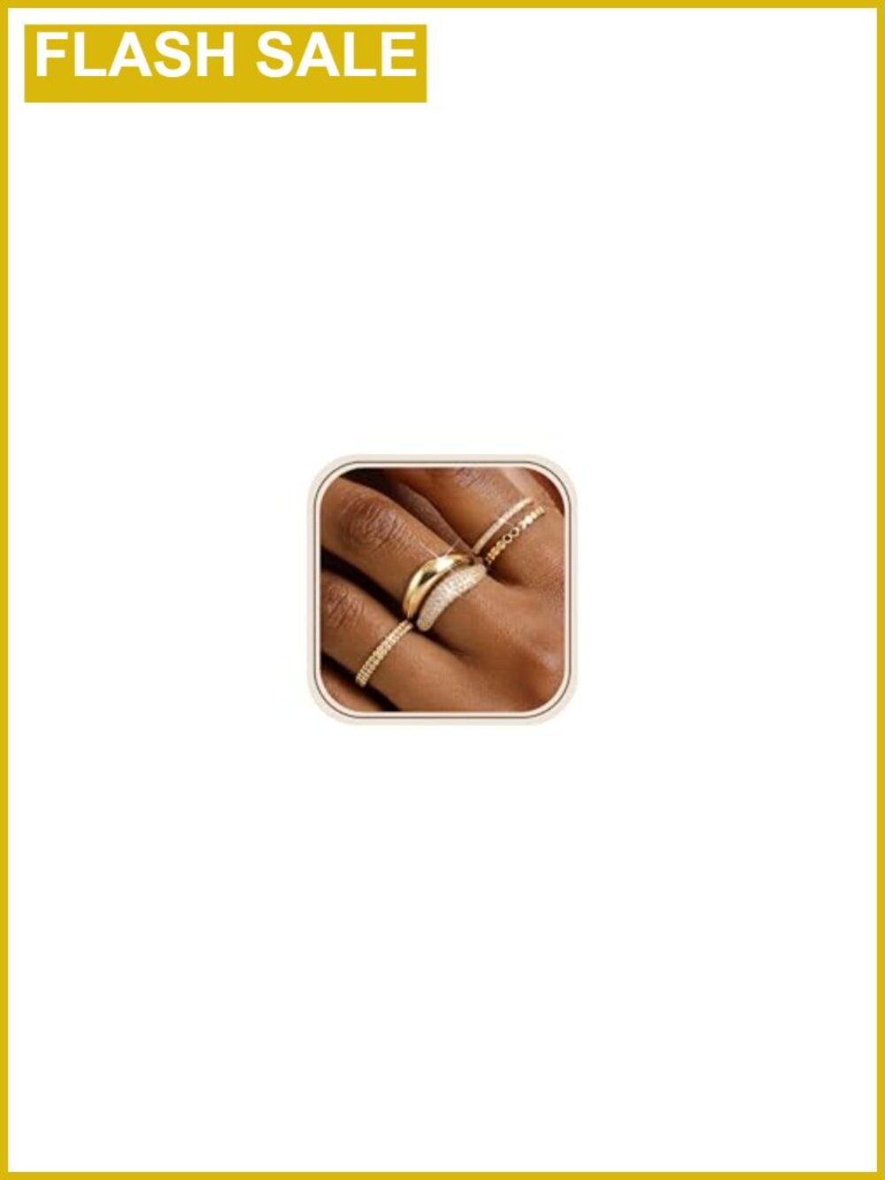 5pc 14K Gold Plated Stackable Rings Set Cubic Zirconia
